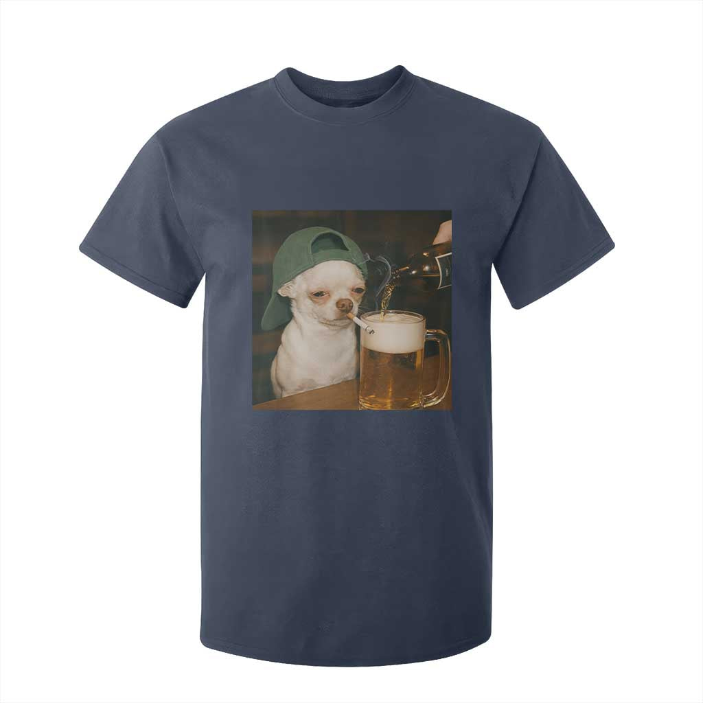 Funny Chihuahua St Patricks Day Meme T Shirt For Kid Chihuahua Smoking Irish Beer Lover TS14 Navy Print Your Wear