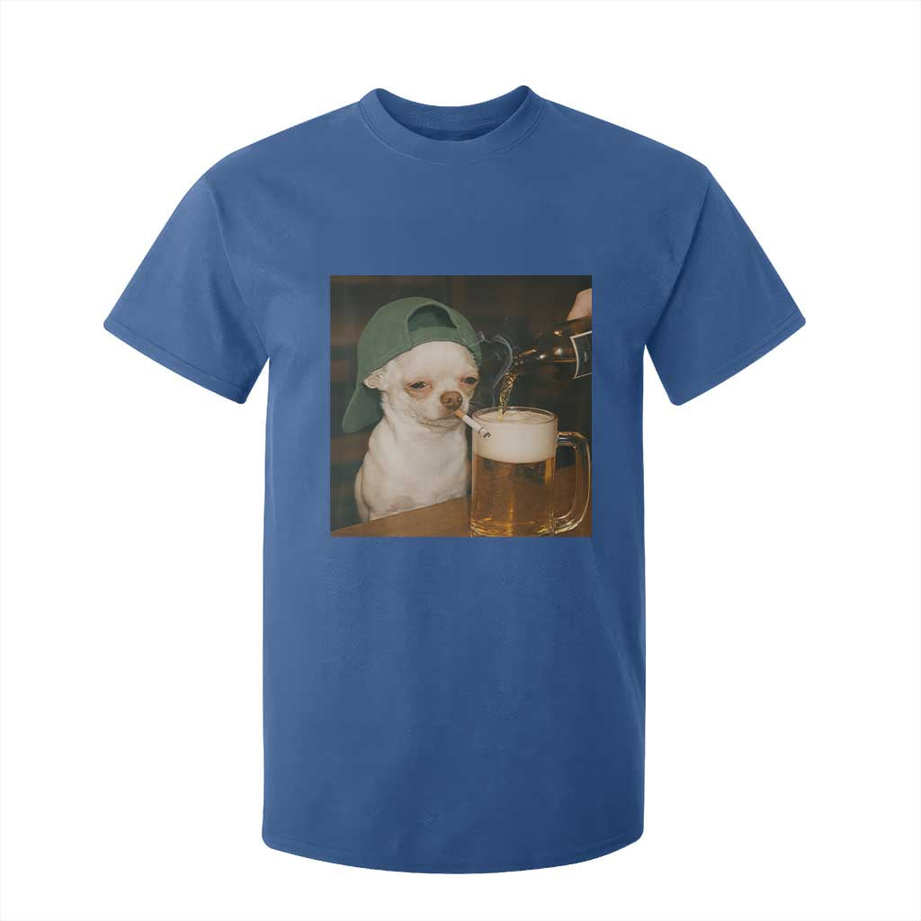 Funny Chihuahua St Patricks Day Meme T Shirt For Kid Chihuahua Smoking Irish Beer Lover TS14 Royal Blue Print Your Wear