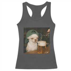 Funny Chihuahua St Patricks Day Meme Racerback Tank Top Chihuahua Smoking Irish Beer Lover TS14 Dark Heather Print Your Wear