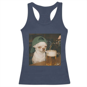 Funny Chihuahua St Patricks Day Meme Racerback Tank Top Chihuahua Smoking Irish Beer Lover TS14 Navy Print Your Wear