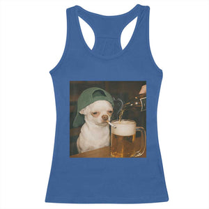 Funny Chihuahua St Patricks Day Meme Racerback Tank Top Chihuahua Smoking Irish Beer Lover TS14 Royal Blue Print Your Wear