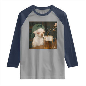 Funny Chihuahua St Patricks Day Meme Raglan Shirt Chihuahua Smoking Irish Beer Lover TS14 Sport Gray Navy Print Your Wear