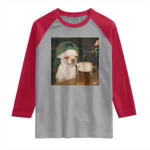 Funny Chihuahua St Patricks Day Meme Raglan Shirt Chihuahua Smoking Irish Beer Lover TS14 Sport Gray Red Print Your Wear