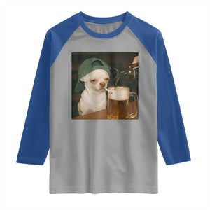 Funny Chihuahua St Patricks Day Meme Raglan Shirt Chihuahua Smoking Irish Beer Lover TS14 Sport Gray Royal Print Your Wear