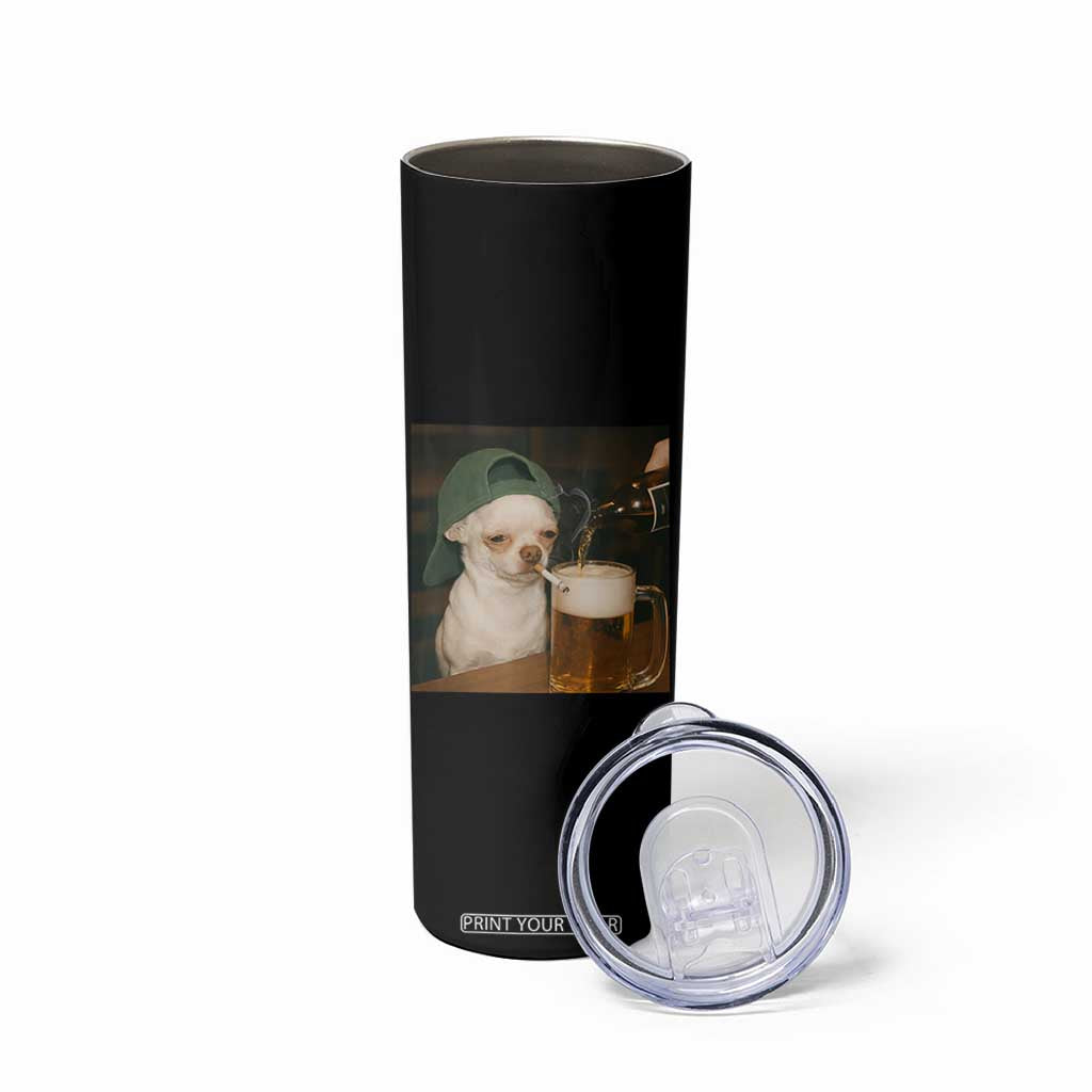 Funny Chihuahua St Patricks Day Meme Skinny Tumbler Chihuahua Smoking Irish Beer Lover TS14 Print Your Wear