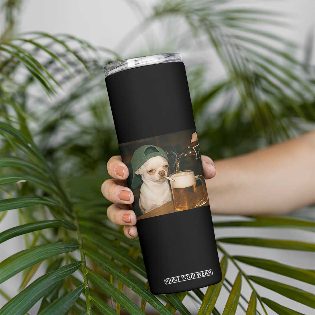 Funny Chihuahua St Patricks Day Meme Skinny Tumbler Chihuahua Smoking Irish Beer Lover TS14 Print Your Wear