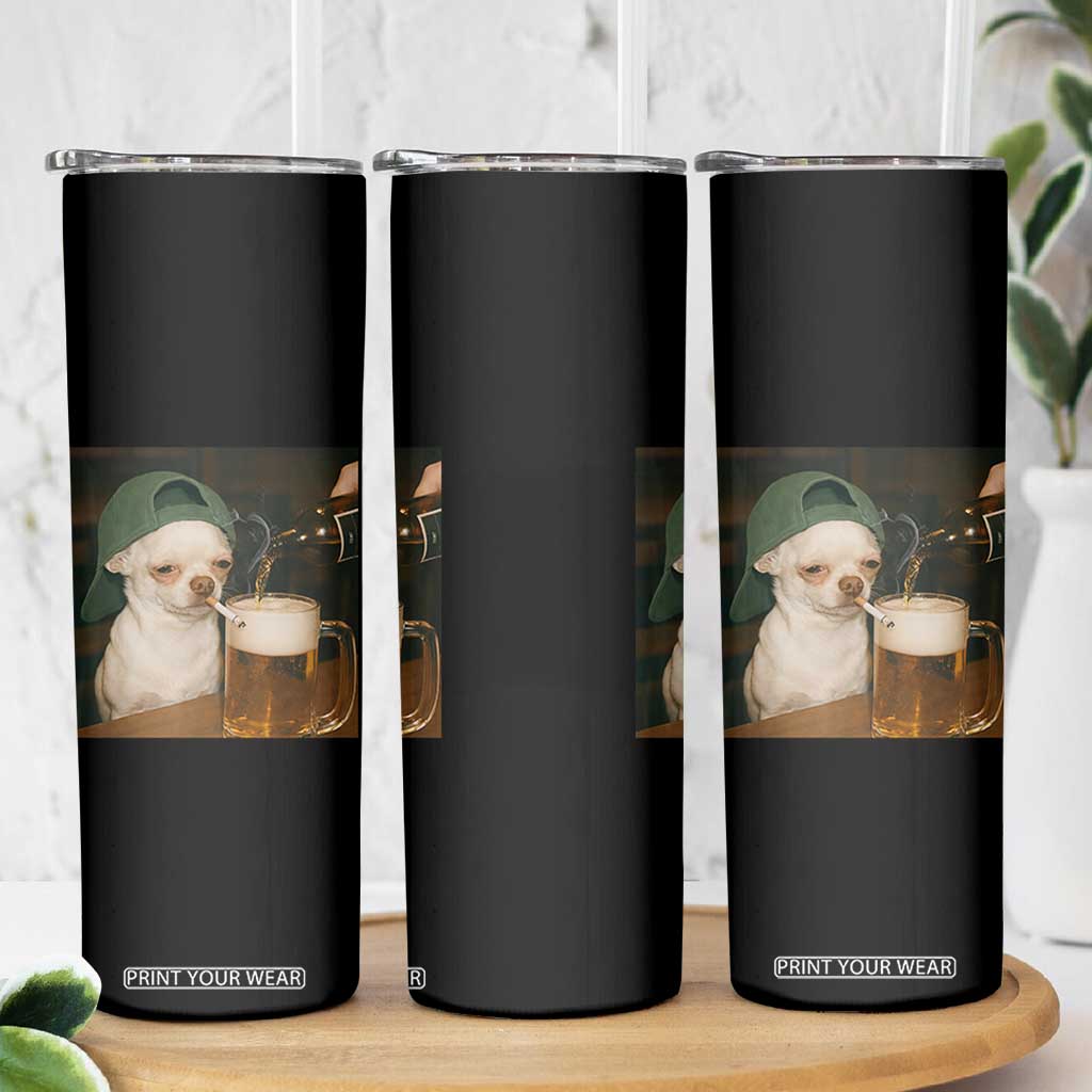 Funny Chihuahua St Patricks Day Meme Skinny Tumbler Chihuahua Smoking Irish Beer Lover TS14 Print Your Wear