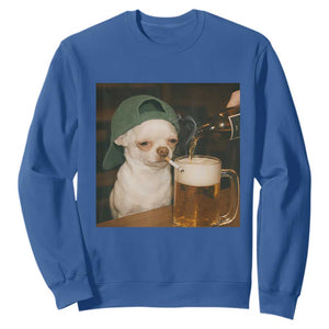 Funny Chihuahua St Patricks Day Meme Sweatshirt Chihuahua Smoking Irish Beer Lover TS14 Royal Blue Print Your Wear
