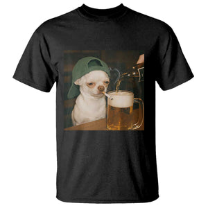 Funny Chihuahua St Patricks Day T Shirt - Chihuahua Smoking Irish Beer Lover Meme Humor Tee TS14 Black Print Your Wear