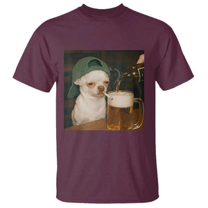 Funny Chihuahua St Patricks Day T Shirt - Chihuahua Smoking Irish Beer Lover Meme Humor Tee TS14 Maroon Print Your Wear