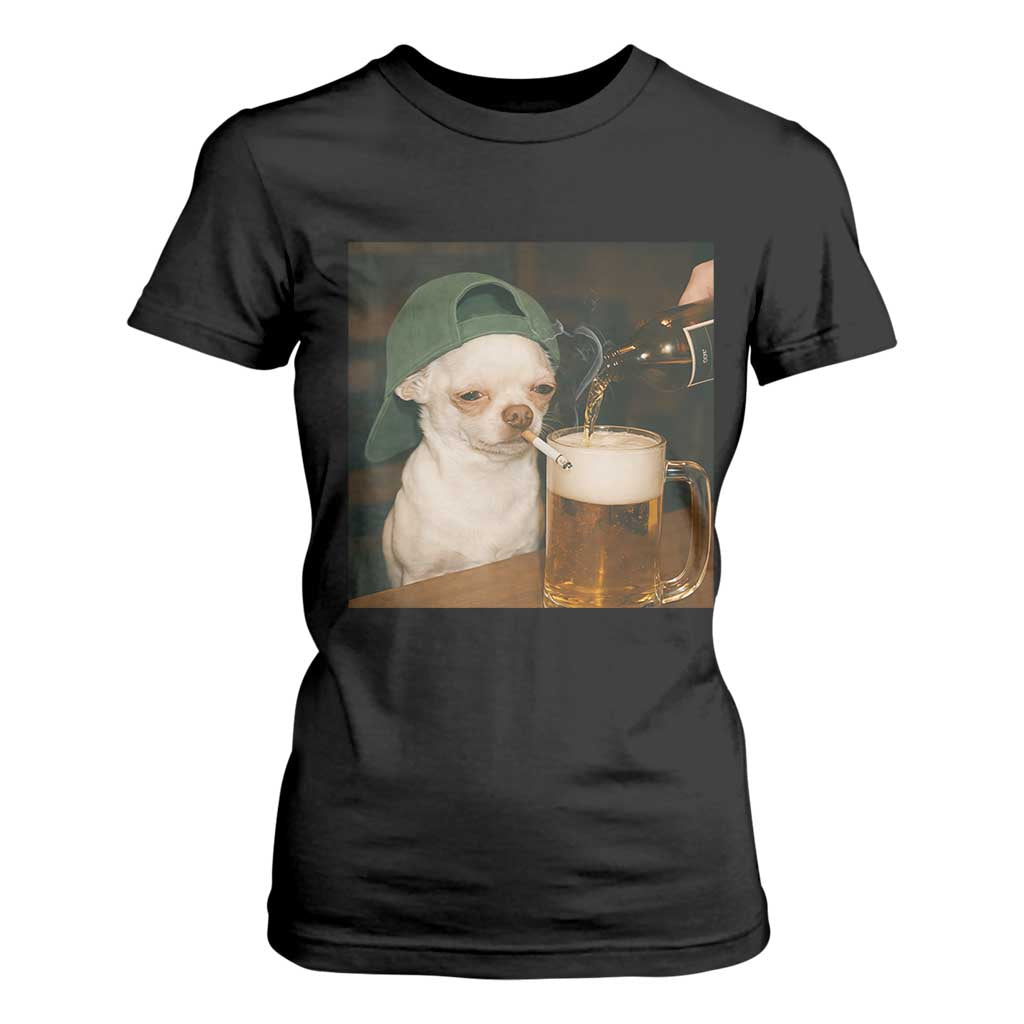 Funny Chihuahua St Patricks Day Meme T Shirt For Women Chihuahua Smoking Irish Beer Lover TS14 Black Print Your Wear