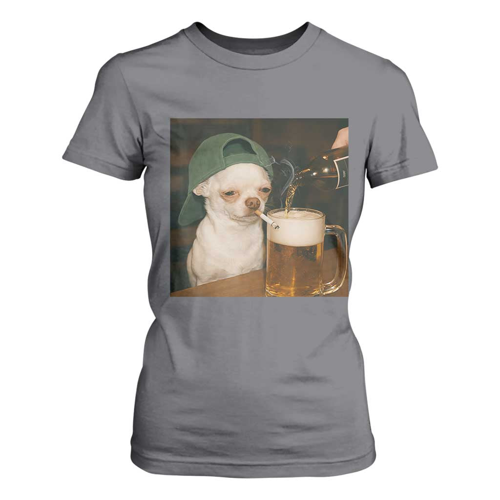 Funny Chihuahua St Patricks Day Meme T Shirt For Women Chihuahua Smoking Irish Beer Lover TS14 Charcoal Print Your Wear
