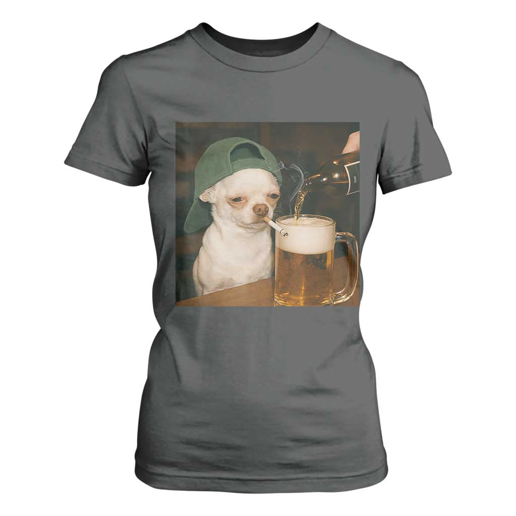 Funny Chihuahua St Patricks Day Meme T Shirt For Women Chihuahua Smoking Irish Beer Lover TS14 Dark Heather Print Your Wear