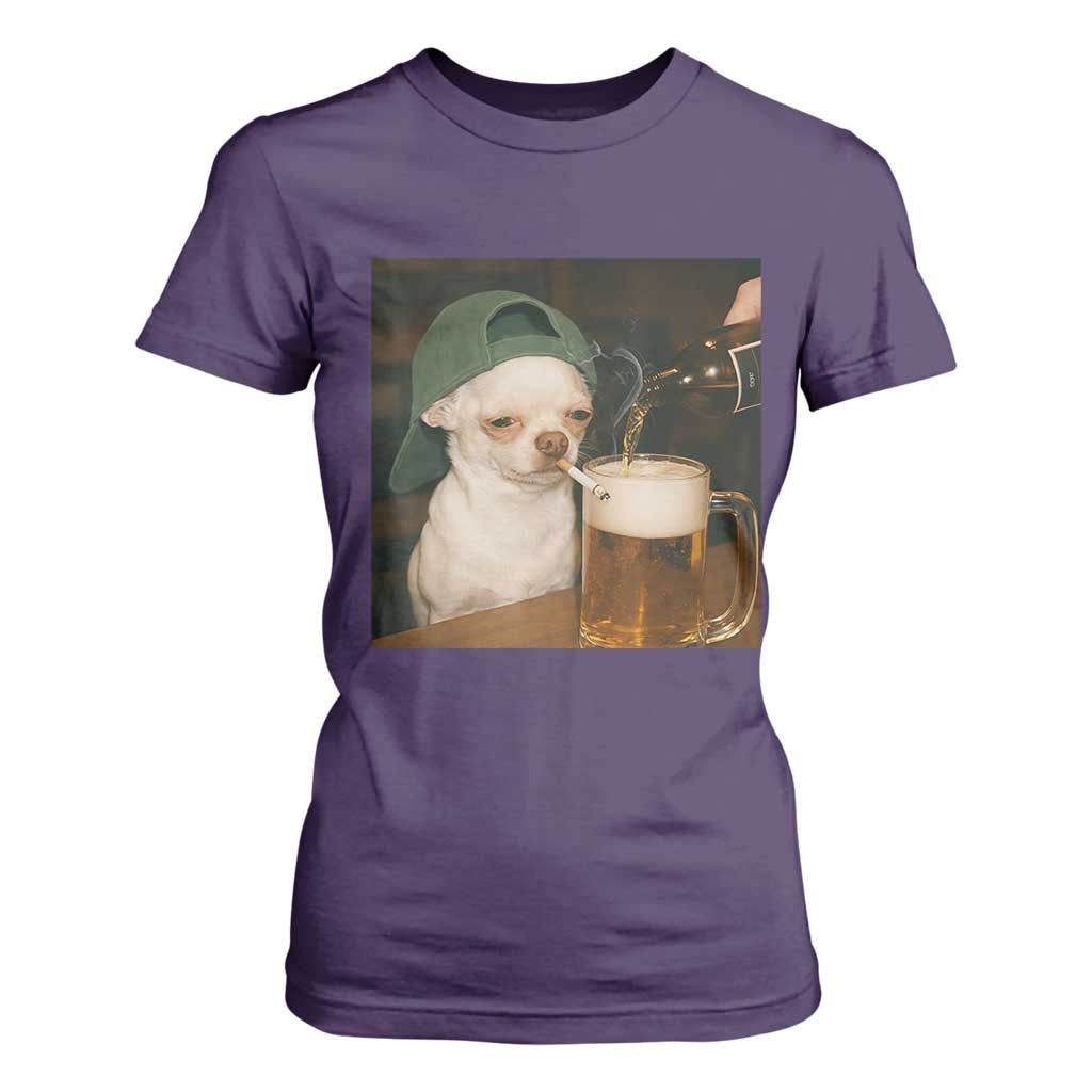 Funny Chihuahua St Patricks Day Meme T Shirt For Women Chihuahua Smoking Irish Beer Lover TS14 Purple Print Your Wear