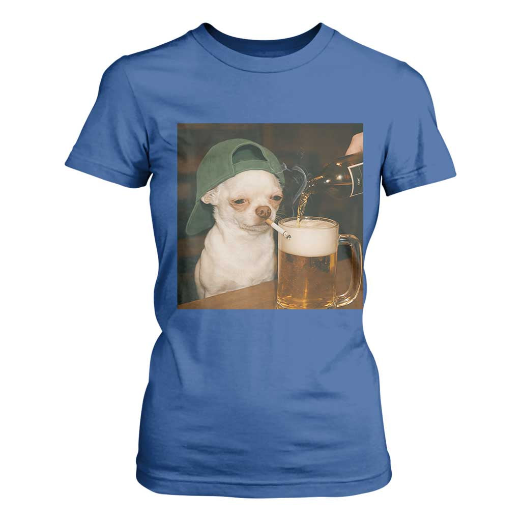 Funny Chihuahua St Patricks Day Meme T Shirt For Women Chihuahua Smoking Irish Beer Lover TS14 Royal Blue Print Your Wear