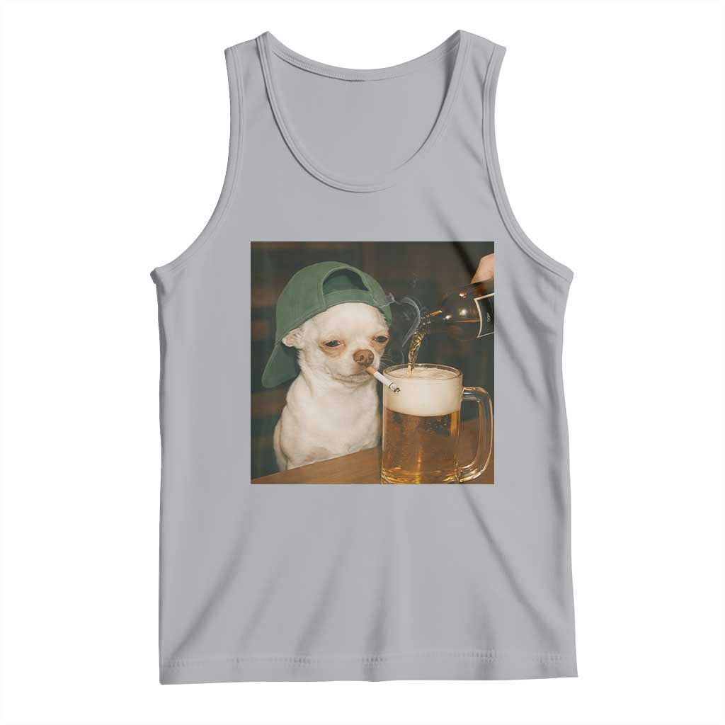 Funny Chihuahua St Patricks Day Meme Tank Top Chihuahua Smoking Irish Beer Lover TS14 Athletic Heather Print Your Wear