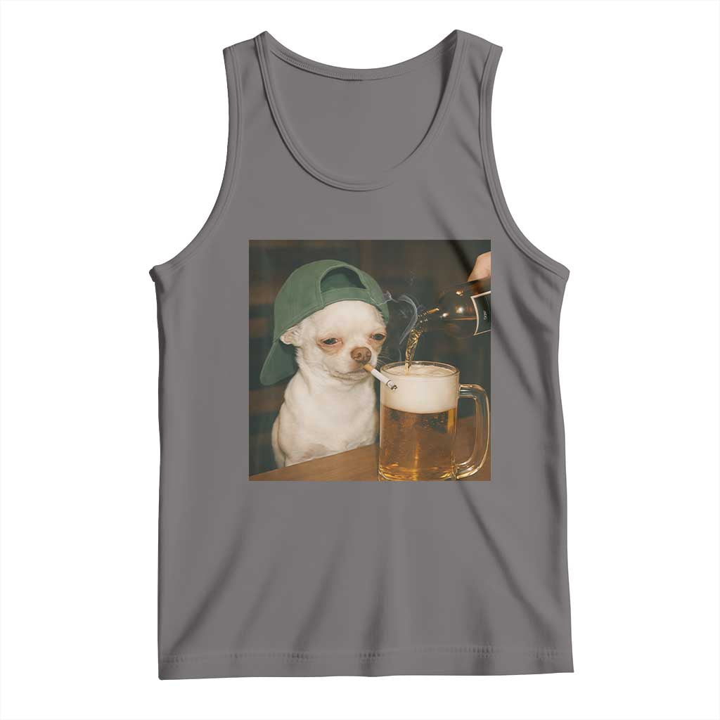 Funny Chihuahua St Patricks Day Meme Tank Top Chihuahua Smoking Irish Beer Lover TS14 Deep Heather Print Your Wear