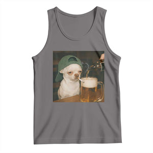 Funny Chihuahua St Patricks Day Meme Tank Top Chihuahua Smoking Irish Beer Lover TS14 Deep Heather Print Your Wear