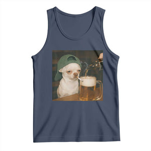 Funny Chihuahua St Patricks Day Meme Tank Top Chihuahua Smoking Irish Beer Lover TS14 Navy Print Your Wear