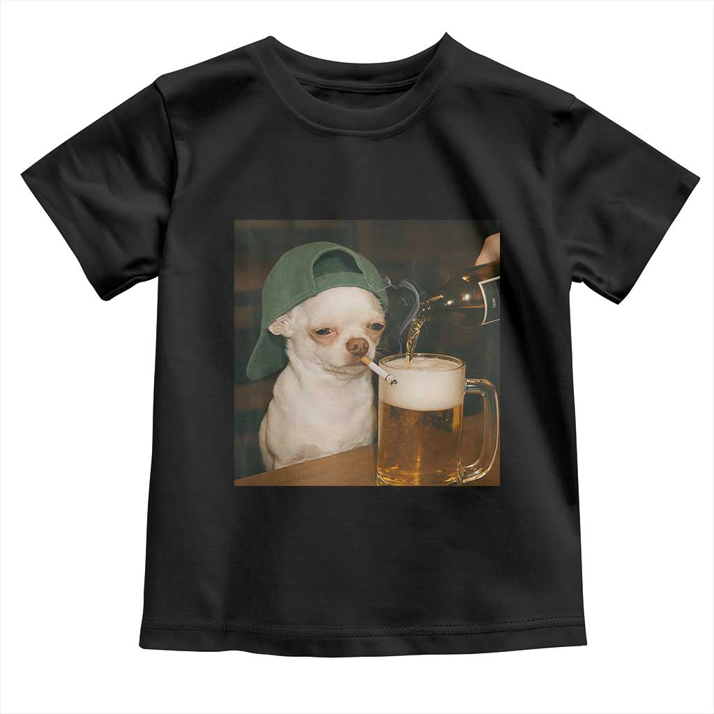 Funny Chihuahua St Patricks Day Meme Toddler T Shirt Chihuahua Smoking Irish Beer Lover TS14 Black Print Your Wear