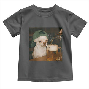 Funny Chihuahua St Patricks Day Meme Toddler T Shirt Chihuahua Smoking Irish Beer Lover TS14 Dark Heather Print Your Wear