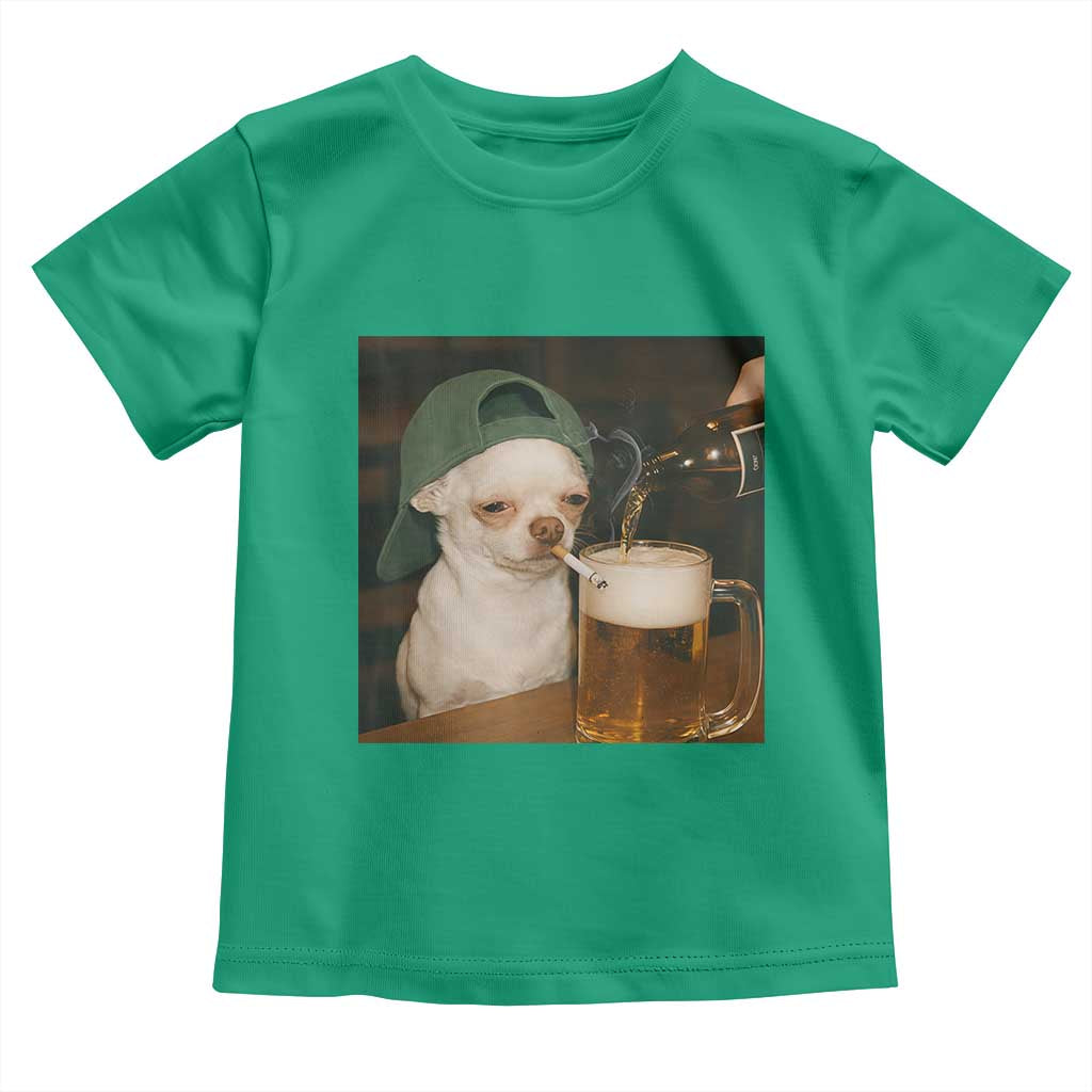 Funny Chihuahua St Patricks Day Meme Toddler T Shirt Chihuahua Smoking Irish Beer Lover TS14 Irish Green Print Your Wear