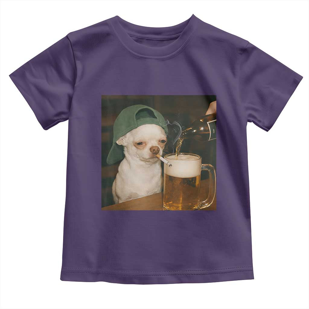 Funny Chihuahua St Patricks Day Meme Toddler T Shirt Chihuahua Smoking Irish Beer Lover TS14 Purple Print Your Wear