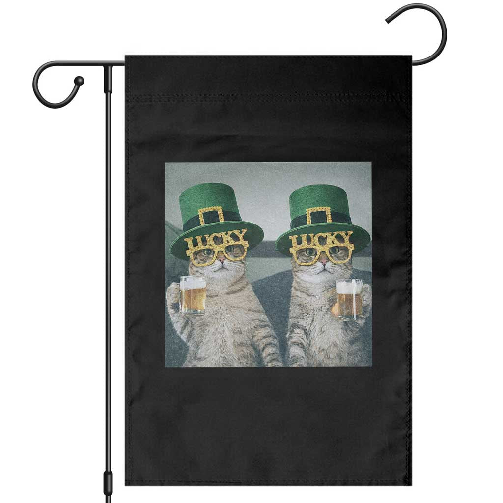 Funny St Patricks Day Cats Drinking Beer Meme Garden Flag TS14 Black Print Your Wear
