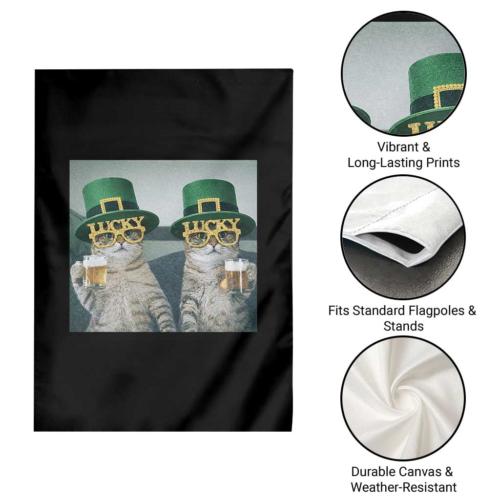 Funny St Patricks Day Cats Drinking Beer Meme Garden Flag TS14 Print Your Wear