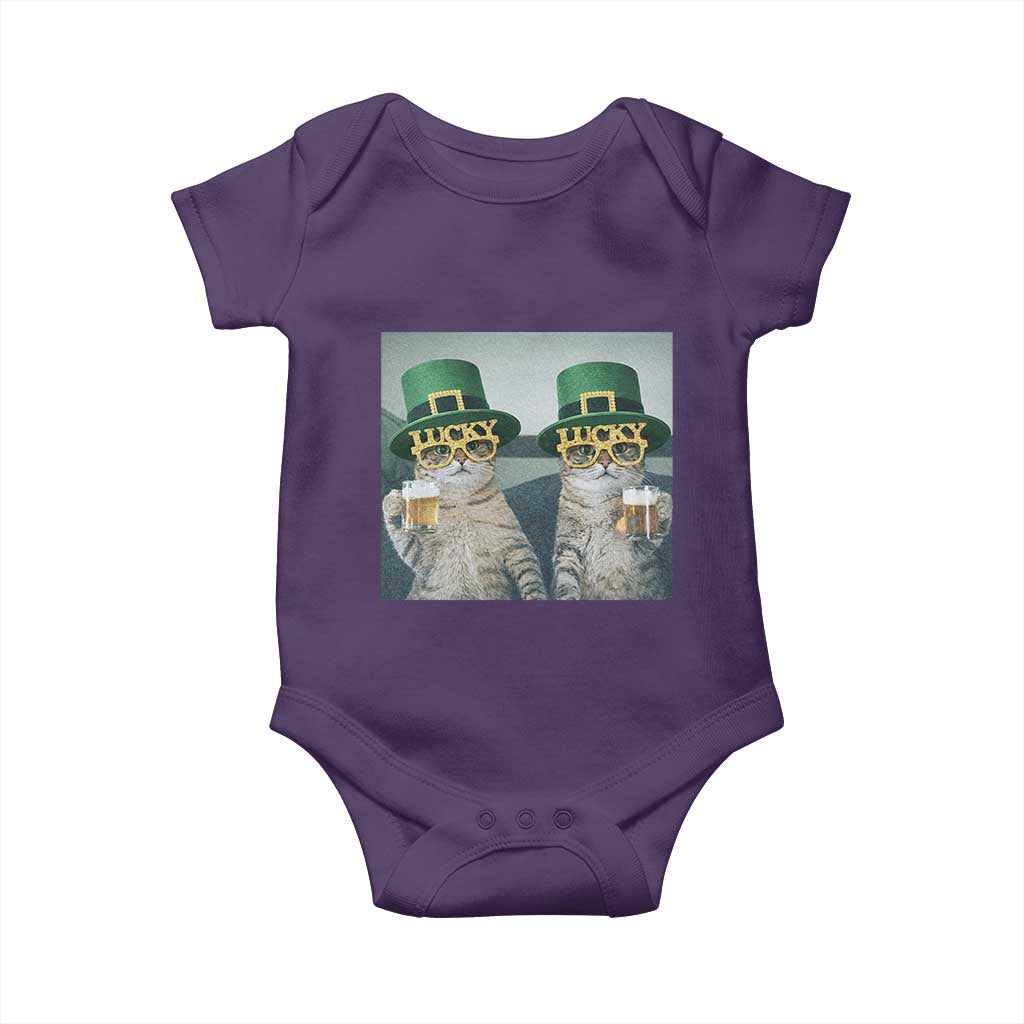 Funny St Patricks Day Cats Drinking Beer Meme Baby Onesie TS14 Purple Print Your Wear