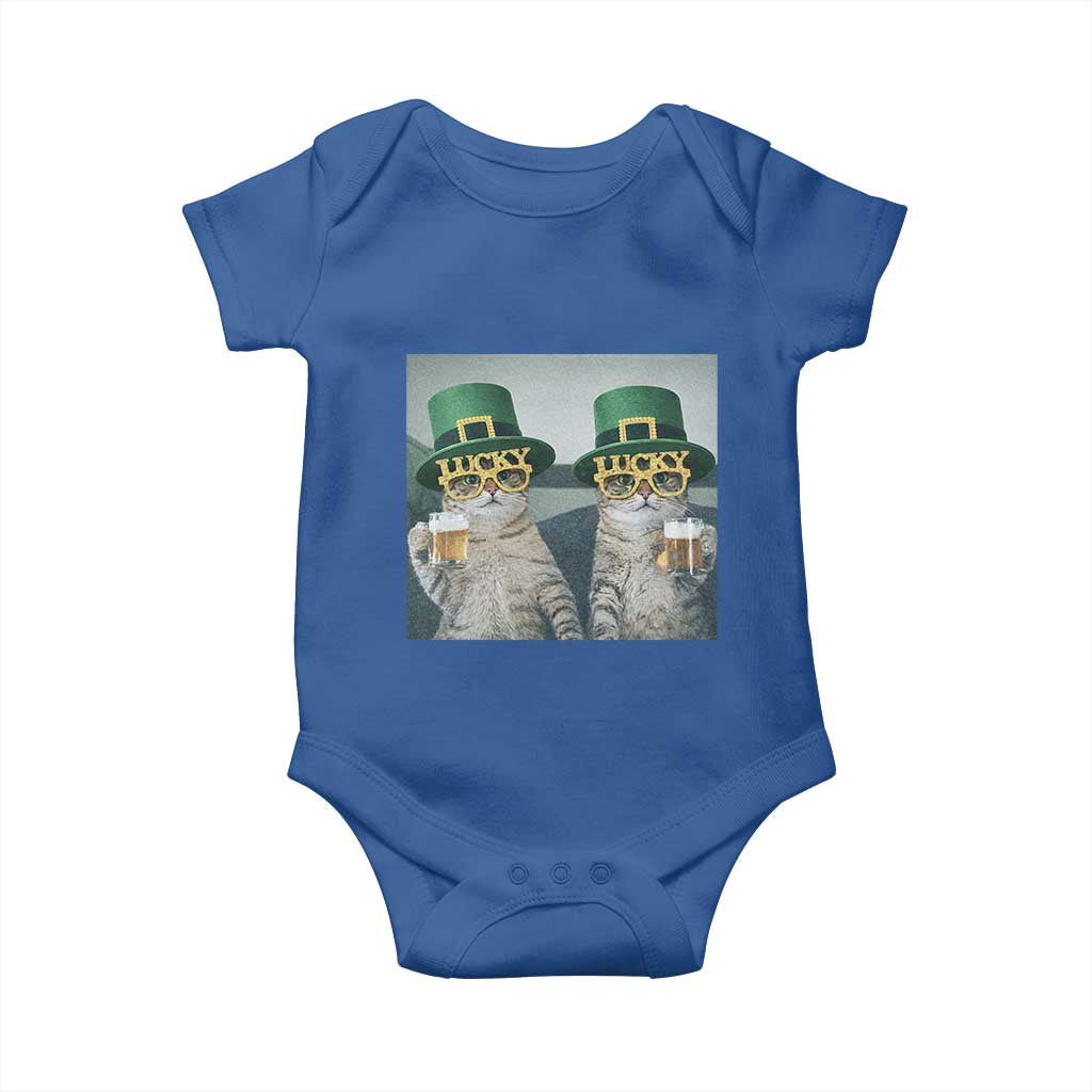 Funny St Patricks Day Cats Drinking Beer Meme Baby Onesie TS14 Royal Blue Print Your Wear