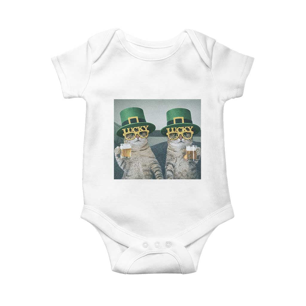 Funny St Patricks Day Cats Drinking Beer Meme Baby Onesie TS14 White Print Your Wear