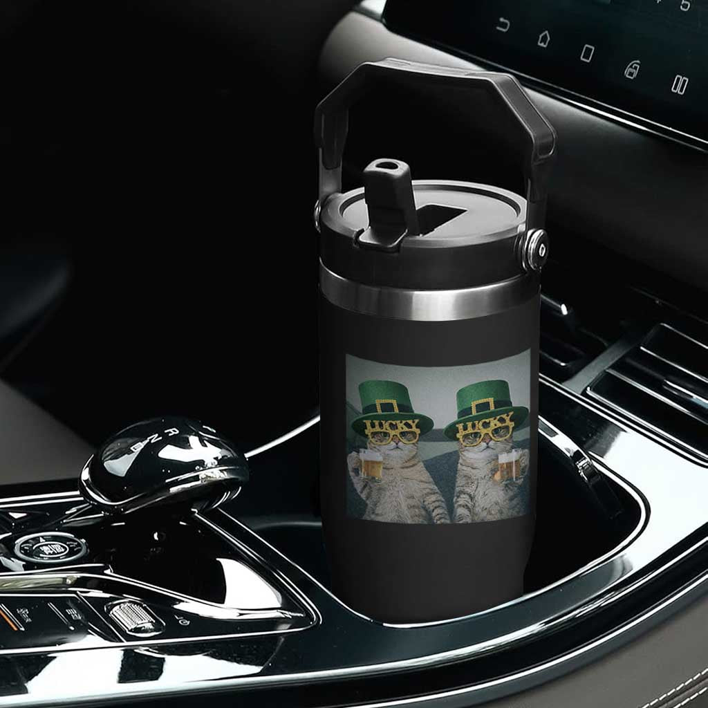 Funny St Patricks Day Cats Drinking Beer Meme Flip Straw Tumbler TS14 Print Your Wear