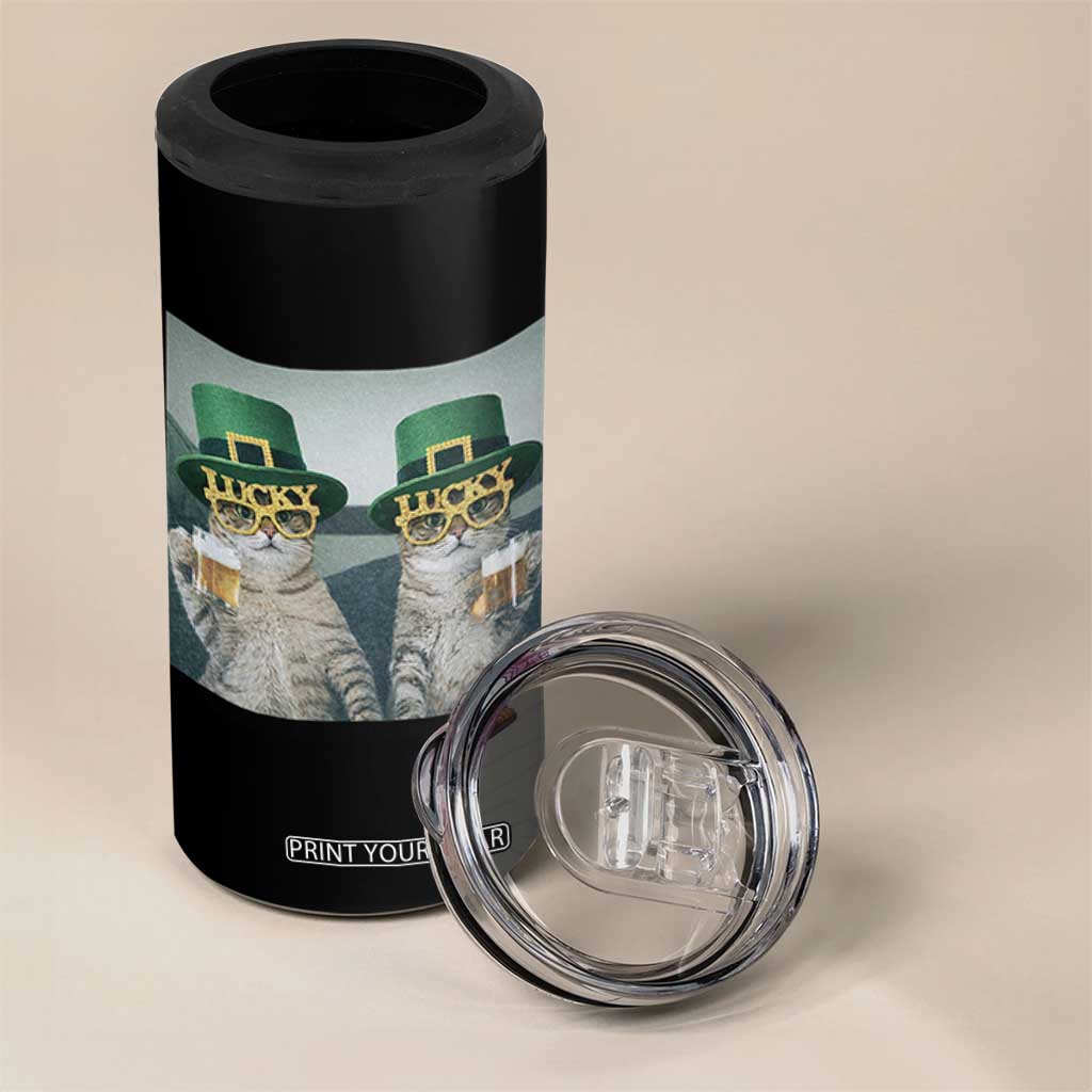 Funny St Patricks Day Cats Drinking Beer Meme 4 in 1 Can Cooler Tumbler TS14 Print Your Wear