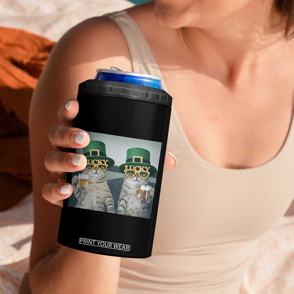 Funny St Patricks Day Cats Drinking Beer Meme 4 in 1 Can Cooler Tumbler TS14 Print Your Wear
