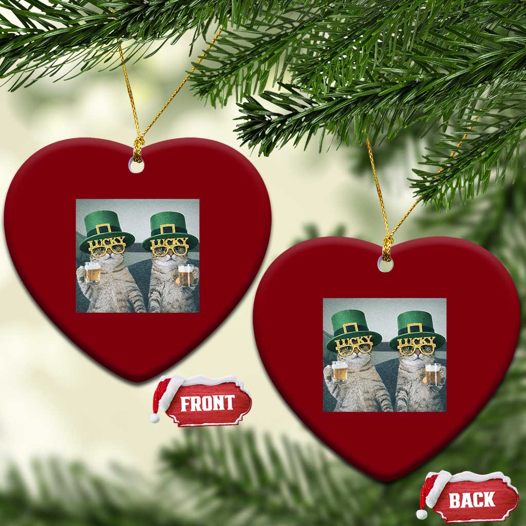Funny St Patricks Day Cats Drinking Beer Meme Ceramic Ornament TS14 Print Your Wear