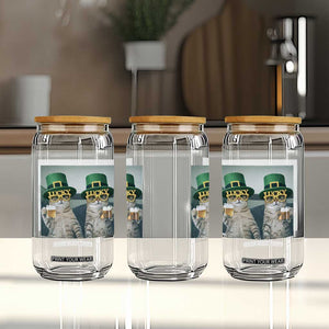 Funny St Patricks Day Cats Drinking Beer Meme Glass Can TS14 Print Your Wear