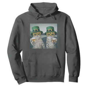 Funny St Patricks Day Cats Drinking Beer Meme Hoodie TS14 Dark Heather Print Your Wear