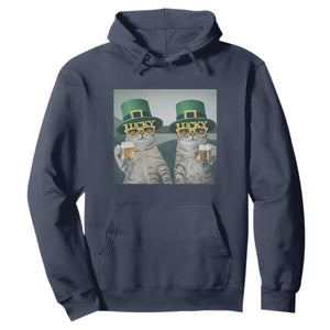 Funny St Patricks Day Cats Drinking Beer Meme Hoodie TS14 Navy Print Your Wear