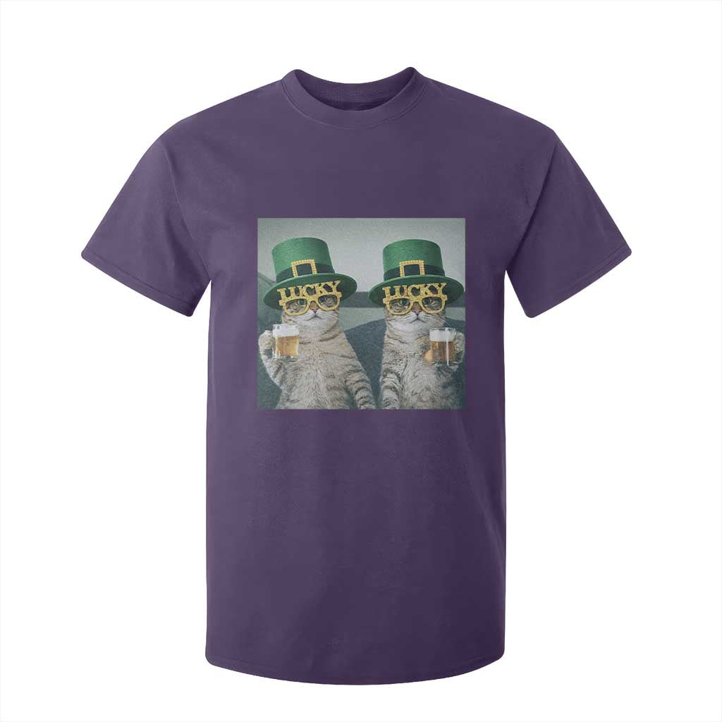 Funny St Patricks Day Cats Drinking Beer Meme T Shirt For Kid TS14 Purple Print Your Wear