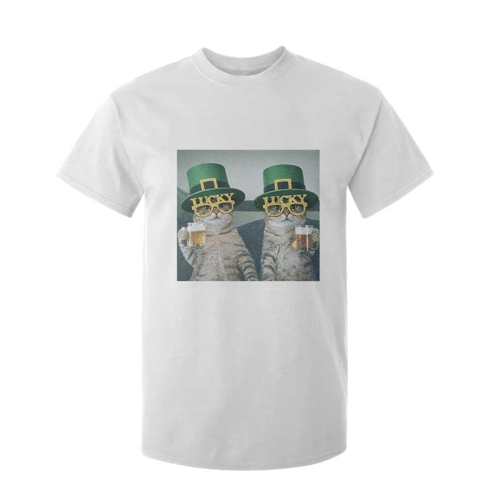 Funny St Patricks Day Cats Drinking Beer Meme T Shirt For Kid TS14 White Print Your Wear