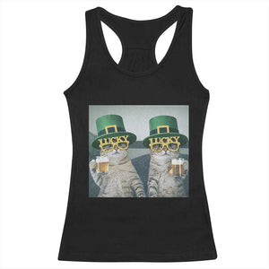Funny St Patricks Day Cats Drinking Beer Meme Racerback Tank Top TS14 Black Print Your Wear