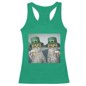 Funny St Patricks Day Cats Drinking Beer Meme Racerback Tank Top TS14 Irish Green Print Your Wear