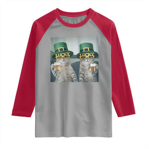 Funny St Patricks Day Cats Drinking Beer Meme Raglan Shirt TS14 Sport Gray Red Print Your Wear