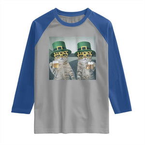 Funny St Patricks Day Cats Drinking Beer Meme Raglan Shirt TS14 Sport Gray Royal Print Your Wear