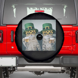 Funny St Patricks Day Cats Drinking Beer Meme Spare Tire Cover TS14 Black Print Your Wear