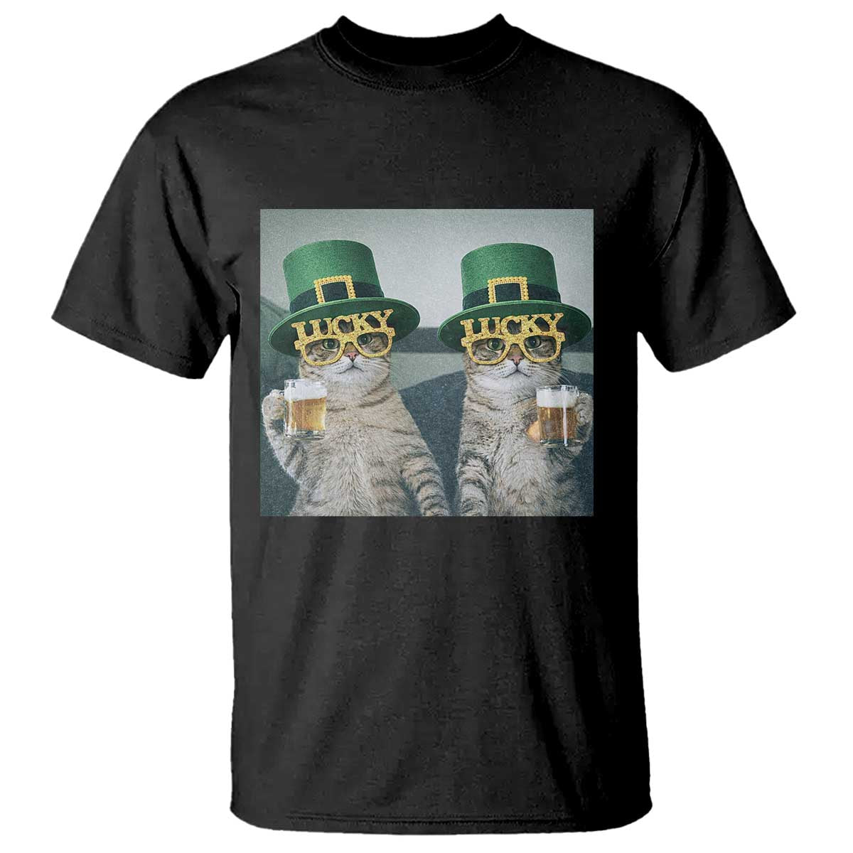 Funny St Patricks Day Cats Drinking Beer Meme T Shirt TS14 Black Print Your Wear