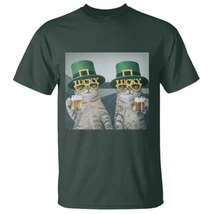 Funny St Patricks Day Cats Drinking Beer Meme T Shirt TS14 Dark Forest Green Print Your Wear