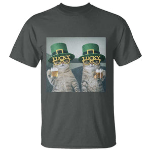 Funny St Patricks Day Cats Drinking Beer Meme T Shirt TS14 Dark Heather Print Your Wear