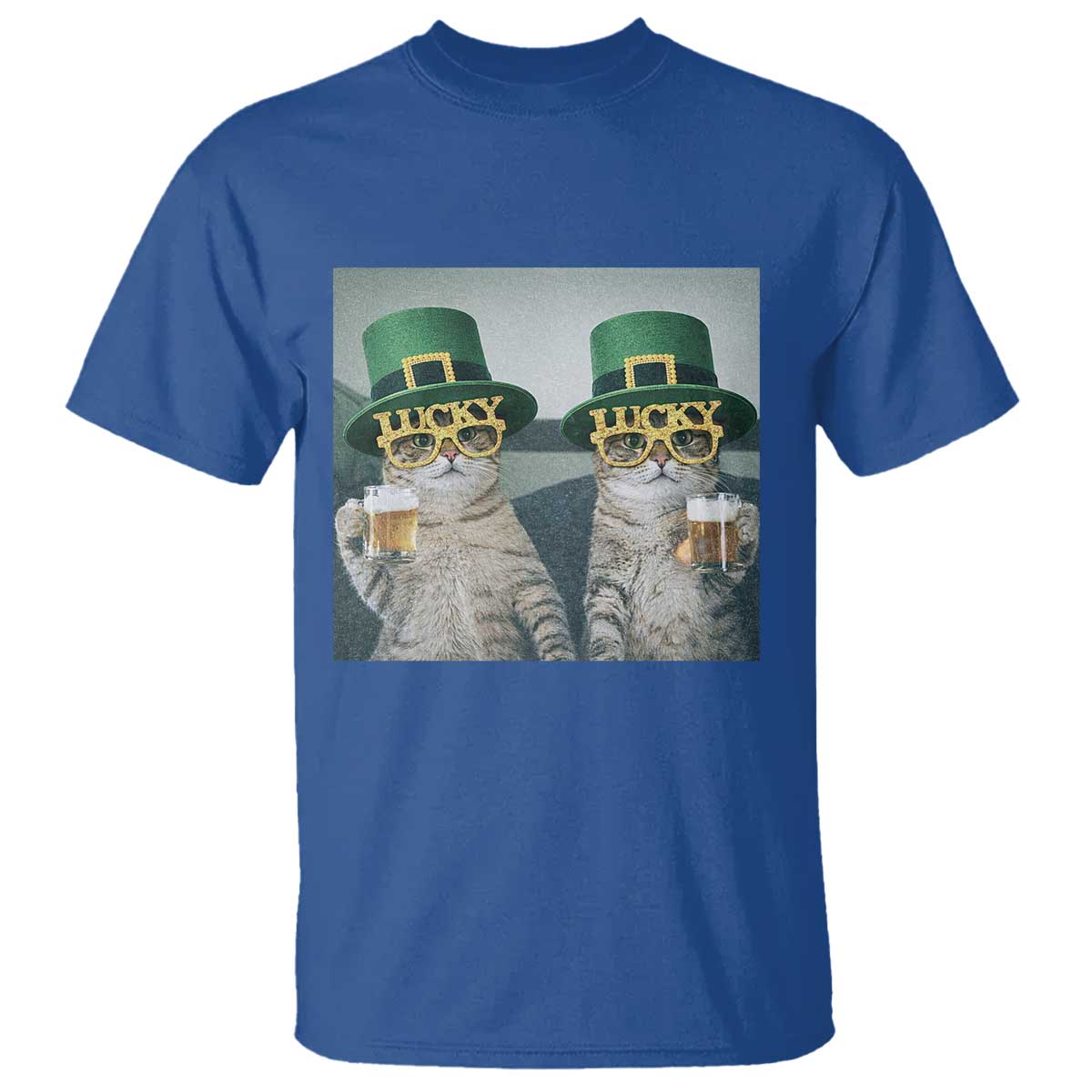 Funny St Patricks Day Cats Drinking Beer Meme T Shirt TS14 Royal Blue Print Your Wear